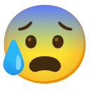 Google (Android 12L)  😰  Anxious Face With Sweat Emoji