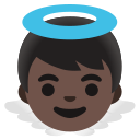 Google (Android 12L)  👼🏿  Baby Angel: Dark Skin Tone Emoji