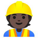 Google (Android 12L)  👷🏿  Construction Worker: Dark Skin Tone Emoji