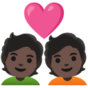 Google (Android 12L)  💑🏿  Couple With Heart: Dark Skin Tone Emoji