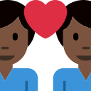 Twitter (Twemoji 14.0)  👨🏿‍❤️‍👨🏿  Couple With Heart: Man, Man, Dark Skin Tone Emoji