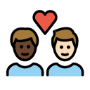 OpenMoji 13.1  👨🏿‍❤️‍👨🏻  Couple With Heart: Man, Man, Dark Skin Tone, Light Skin Tone Emoji