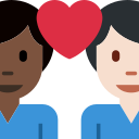 Twitter (Twemoji 14.0)  👨🏿‍❤️‍👨🏻  Couple With Heart: Man, Man, Dark Skin Tone, Light Skin Tone Emoji