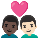 Google (Android 12L)  👨🏿‍❤️‍👨🏻  Couple With Heart: Man, Man, Dark Skin Tone, Light Skin Tone Emoji