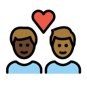 OpenMoji 13.1  👨🏿‍❤️‍👨🏾  Couple With Heart: Man, Man, Dark Skin Tone, Medium-dark Skin Tone Emoji
