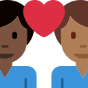Twitter (Twemoji 14.0)  👨🏿‍❤️‍👨🏾  Couple With Heart: Man, Man, Dark Skin Tone, Medium-dark Skin Tone Emoji
