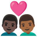 Google (Android 12L)  👨🏿‍❤️‍👨🏾  Couple With Heart: Man, Man, Dark Skin Tone, Medium-dark Skin Tone Emoji