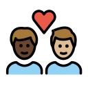 OpenMoji 13.1  👨🏿‍❤️‍👨🏼  Couple With Heart: Man, Man, Dark Skin Tone, Medium-light Skin Tone Emoji