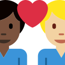 Twitter (Twemoji 14.0)  👨🏿‍❤️‍👨🏼  Couple With Heart: Man, Man, Dark Skin Tone, Medium-light Skin Tone Emoji