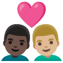 Google (Android 12L)  👨🏿‍❤️‍👨🏼  Couple With Heart: Man, Man, Dark Skin Tone, Medium-light Skin Tone Emoji