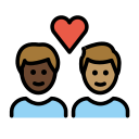 OpenMoji 13.1  👨🏿‍❤️‍👨🏽  Couple With Heart: Man, Man, Dark Skin Tone, Medium Skin Tone Emoji