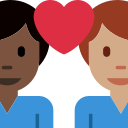 Twitter (Twemoji 14.0)  👨🏿‍❤️‍👨🏽  Couple With Heart: Man, Man, Dark Skin Tone, Medium Skin Tone Emoji