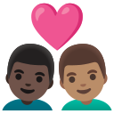 Google (Android 12L)  👨🏿‍❤️‍👨🏽  Couple With Heart: Man, Man, Dark Skin Tone, Medium Skin Tone Emoji
