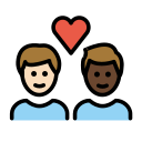 OpenMoji 13.1  👨🏻‍❤️‍👨🏿  Couple With Heart: Man, Man, Light Skin Tone, Dark Skin Tone Emoji