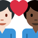 Twitter (Twemoji 14.0)  👨🏻‍❤️‍👨🏿  Couple With Heart: Man, Man, Light Skin Tone, Dark Skin Tone Emoji