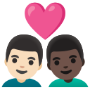 Google (Android 12L)  👨🏻‍❤️‍👨🏿  Couple With Heart: Man, Man, Light Skin Tone, Dark Skin Tone Emoji