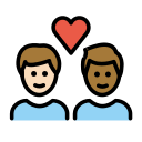 OpenMoji 13.1  👨🏻‍❤️‍👨🏾  Couple With Heart: Man, Man, Light Skin Tone, Medium-dark Skin Tone Emoji