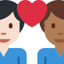 Twitter (Twemoji 14.0)  👨🏻‍❤️‍👨🏾  Couple With Heart: Man, Man, Light Skin Tone, Medium-dark Skin Tone Emoji