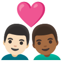 Google (Android 12L)  👨🏻‍❤️‍👨🏾  Couple With Heart: Man, Man, Light Skin Tone, Medium-dark Skin Tone Emoji