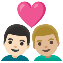 Google (Android 12L)  👨🏻‍❤️‍👨🏼  Couple With Heart: Man, Man, Light Skin Tone, Medium-light Skin Tone Emoji
