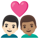 Google (Android 12L)  👨🏻‍❤️‍👨🏽  Couple With Heart: Man, Man, Light Skin Tone, Medium Skin Tone Emoji