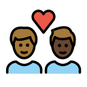 OpenMoji 13.1  👨🏾‍❤️‍👨🏿  Couple With Heart: Man, Man, Medium-dark Skin Tone, Dark Skin Tone Emoji
