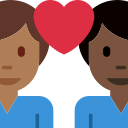 Twitter (Twemoji 14.0)  👨🏾‍❤️‍👨🏿  Couple With Heart: Man, Man, Medium-dark Skin Tone, Dark Skin Tone Emoji