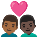 Google (Android 12L)  👨🏾‍❤️‍👨🏿  Couple With Heart: Man, Man, Medium-dark Skin Tone, Dark Skin Tone Emoji
