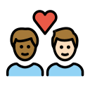 OpenMoji 13.1  👨🏾‍❤️‍👨🏻  Couple With Heart: Man, Man, Medium-dark Skin Tone, Light Skin Tone Emoji