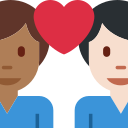 Twitter (Twemoji 14.0)  👨🏾‍❤️‍👨🏻  Couple With Heart: Man, Man, Medium-dark Skin Tone, Light Skin Tone Emoji