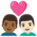 Google (Android 12L)  👨🏾‍❤️‍👨🏻  Couple With Heart: Man, Man, Medium-dark Skin Tone, Light Skin Tone Emoji