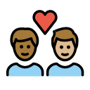 OpenMoji 13.1  👨🏾‍❤️‍👨🏼  Couple With Heart: Man, Man, Medium-dark Skin Tone, Medium-light Skin Tone Emoji