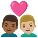 Google (Android 12L)  👨🏾‍❤️‍👨🏼  Couple With Heart: Man, Man, Medium-dark Skin Tone, Medium-light Skin Tone Emoji