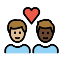 OpenMoji 13.1  👨🏼‍❤️‍👨🏿  Couple With Heart: Man, Man, Medium-light Skin Tone, Dark Skin Tone Emoji