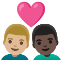 Google (Android 12L)  👨🏼‍❤️‍👨🏿  Couple With Heart: Man, Man, Medium-light Skin Tone, Dark Skin Tone Emoji