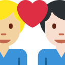 Twitter (Twemoji 14.0)  👨🏼‍❤️‍👨🏻  Couple With Heart: Man, Man, Medium-light Skin Tone, Light Skin Tone Emoji