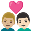 Google (Android 12L)  👨🏼‍❤️‍👨🏻  Couple With Heart: Man, Man, Medium-light Skin Tone, Light Skin Tone Emoji