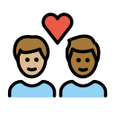 OpenMoji 13.1  👨🏼‍❤️‍👨🏾  Couple With Heart: Man, Man, Medium-light Skin Tone, Medium-dark Skin Tone Emoji