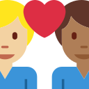 Twitter (Twemoji 14.0)  👨🏼‍❤️‍👨🏾  Couple With Heart: Man, Man, Medium-light Skin Tone, Medium-dark Skin Tone Emoji