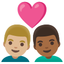 Google (Android 12L)  👨🏼‍❤️‍👨🏾  Couple With Heart: Man, Man, Medium-light Skin Tone, Medium-dark Skin Tone Emoji