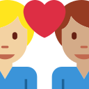 Twitter (Twemoji 14.0)  👨🏼‍❤️‍👨🏽  Couple With Heart: Man, Man, Medium-light Skin Tone, Medium Skin Tone Emoji