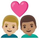 Google (Android 12L)  👨🏼‍❤️‍👨🏽  Couple With Heart: Man, Man, Medium-light Skin Tone, Medium Skin Tone Emoji