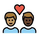 OpenMoji 13.1  👨🏽‍❤️‍👨🏿  Couple With Heart: Man, Man, Medium Skin Tone, Dark Skin Tone Emoji