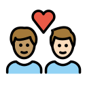 OpenMoji 13.1  👨🏽‍❤️‍👨🏻  Couple With Heart: Man, Man, Medium Skin Tone, Light Skin Tone Emoji