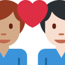 Twitter (Twemoji 14.0)  👨🏽‍❤️‍👨🏻  Couple With Heart: Man, Man, Medium Skin Tone, Light Skin Tone Emoji