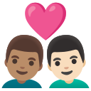 Google (Android 12L)  👨🏽‍❤️‍👨🏻  Couple With Heart: Man, Man, Medium Skin Tone, Light Skin Tone Emoji