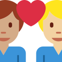Twitter (Twemoji 14.0)  👨🏽‍❤️‍👨🏼  Couple With Heart: Man, Man, Medium Skin Tone, Medium-light Skin Tone Emoji