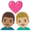 Google (Android 12L)  👨🏽‍❤️‍👨🏼  Couple With Heart: Man, Man, Medium Skin Tone, Medium-light Skin Tone Emoji
