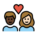 OpenMoji 13.1  🧑🏿‍❤️‍🧑🏻  Couple With Heart: Person, Person, Dark Skin Tone, Light Skin Tone Emoji
