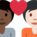 Twitter (Twemoji 14.0)  🧑🏿‍❤️‍🧑🏻  Couple With Heart: Person, Person, Dark Skin Tone, Light Skin Tone Emoji
